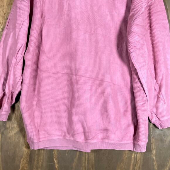 Aerie Womens Sweatshirt Pink Ribbed Pull Over Crew Neck Comfy Oversized Medium - Picture 3 of 11